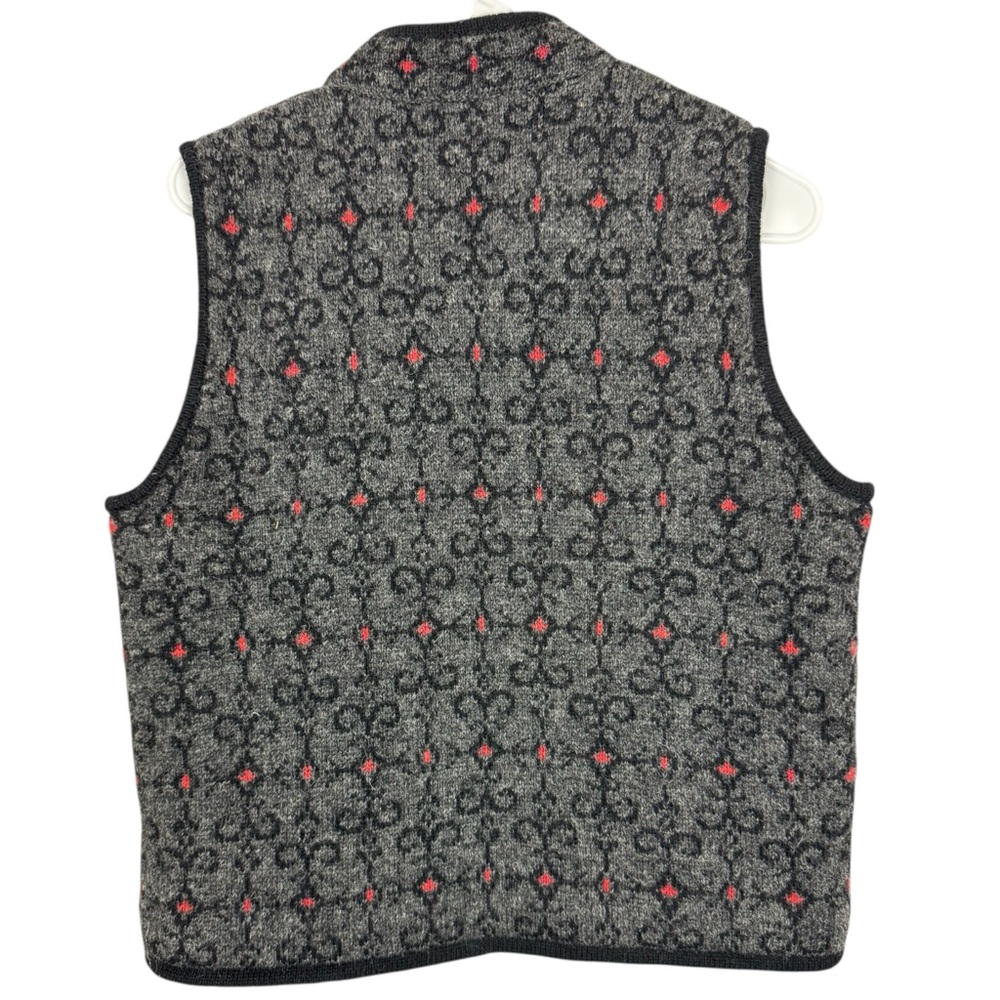 Icelandic Design floral embroidered wool blend zip-front vest S - Picture 2 of 7